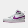 Girls' Big Kids' Nike Court Borough Mid 2 Casual Shoes Pure Platinum/Vivid Purple/White/Mint Foam - CD7782G 009