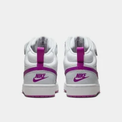 Girls' Big Kids' Nike Court Borough Mid 2 Casual Shoes Pure Platinum/Vivid Purple/White/Mint Foam - CD7782G 009 -Sports Fashion CD7782G 009 P4