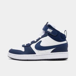 Little Kids' Nike Court Borough Mid 2 Casual Shoes White/Blue Void/Signal Blue - CD7783Â 107