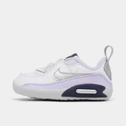 Infant Nike Air Max 90 Crib Booties White/Metallic Silver/Violet Frost/Thunder Blue - CI0424 123