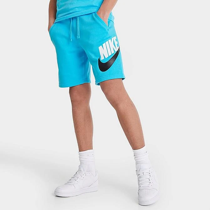Kids' Nike Sportswear HBR Club Fleece Shorts Baltic Blue/Baltic Blue/Black/White - CK0509 468 1 Kids' Nike Sportswear HBR Club Fleece Shorts Baltic Blue/Baltic Blue/Black/White - CK0509 468