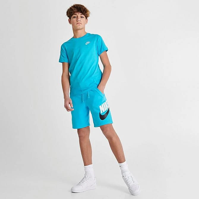 Kids' Nike Sportswear HBR Club Fleece Shorts Baltic Blue/Baltic Blue/Black/White - CK0509 468 2 Kids' Nike Sportswear HBR Club Fleece Shorts Baltic Blue/Baltic Blue/Black/White - CK0509 468 - Image 2
