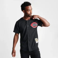 Men's Mitchell & Ness Cincinnati Reds MLB Ken Griffey Jr. 2000 Button Front Baseball Jersey Black - CRE00KGJ 010 -Sports Fashion CRE00KGJ 010 M3