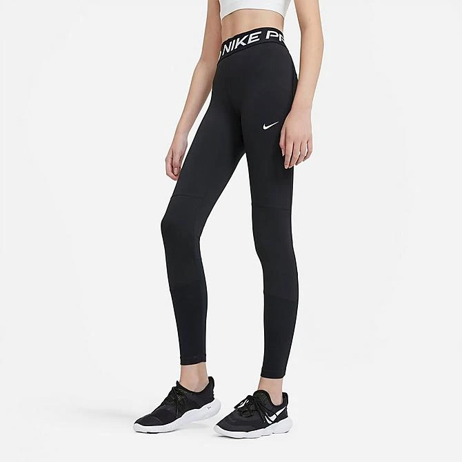 Girls' Nike Pro Leggings Black/White - DA1028 010 2 Girls' Nike Pro Leggings Black/White - DA1028 010 - Image 2