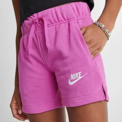 Girls' Big Kids' Nike Club French Terry Shorts Active Fuchsia/White - DA1405 623 -Sports Fashion DA1405 623 M5