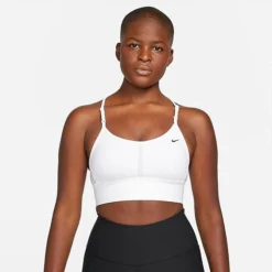 Women's Nike Dri-FIT Indy Longline Light-Impact Sports Bra White/Black - DB8765 100