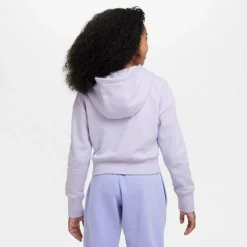 Girls' Nike Sportswear Club French Terry Cropped Pullover Hoodie Oxygen Purple/White - DC7210 536 -Sports Fashion DC7210 536 M3