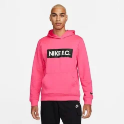 Men's Nike F.C. Dri-FIT Libero Pullover Soccer Hoodie Hyper Pink/White/Black - DC9075 639
