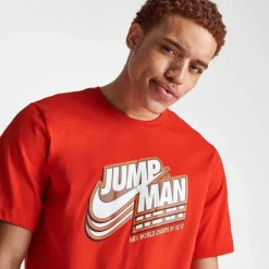 Nike Men's Jordan Jumpman World Champs Graphic T-Shirt Chile Red/Metallic Gold - DC9773 673 -Sports Fashion DC9773 673 M5