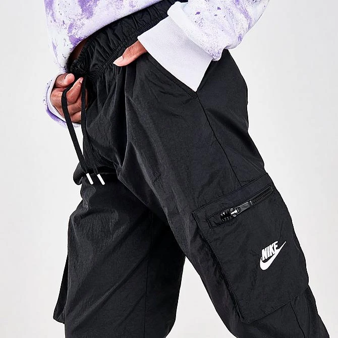 Girls' Nike Sportswear Woven Cargo Pants Black/White - DD6285 010 5 Girls' Nike Sportswear Woven Cargo Pants Black/White - DD6285 010 - Image 5