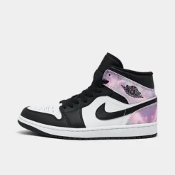 Nike Air Jordan 1 Mid SE Casual Shoes Black/White/Amethyst Wave/Bleached Coral - DM1200 001