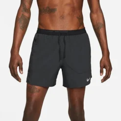 Men's Nike Dri-FIT Stride 5-Inch Brief-Lined Running Shorts Black/Black/Reflective Silver - DM4755 010 -Sports Fashion DM4755 010 M3