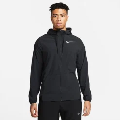 Men's Nike Pro Dri-FIT Flex Vent Max Full-Zip Hooded Jacket Black/Black/White - DM5946 011