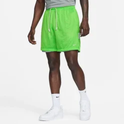 Men's Nike Dri-FIT Standard Issue Reversible 6" Mesh Basketball Shorts Action Green/Dark Grey Heather/Pale Ivory - DQ5707 313