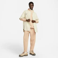 Women's Nike Sportswear Phoenix Fleece Over-Oversized Mock Neck Cropped Sleeve Sweatshirt Hemp/Sail - DQ5765 200 -Sports Fashion DQ5765 200 M3