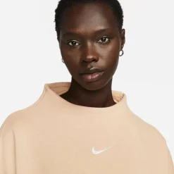 Women's Nike Sportswear Phoenix Fleece Over-Oversized Mock Neck Cropped Sleeve Sweatshirt Hemp/Sail - DQ5765 200 -Sports Fashion DQ5765 200 M4