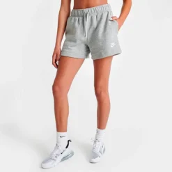 Women's Nike Sportswear Club Fleece Mid-Rise Shorts Dark Grey Heather/White - DQ5802 063