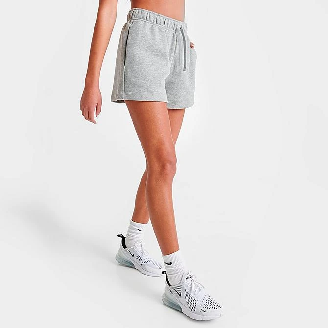 Women's Nike Sportswear Club Fleece Mid-Rise Shorts Dark Grey Heather/White - DQ5802 063 3 Women's Nike Sportswear Club Fleece Mid-Rise Shorts Dark Grey Heather/White - DQ5802 063 - Image 3