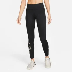 Women's Nike One Therma-FIT Mid-Rise Training Tights Black/White - DQ6186 010