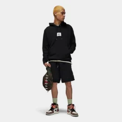 Nike Men's Jordan Flight Patch Fleece Pullover Hoodie Black/Sail - DQ7338 010 -Sports Fashion DQ7338 010 M3