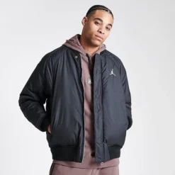 Nike Men's Jordan Essentials Statement Varsity Jacket Black/Sail - DQ7344 010 -Sports Fashion DQ7344 010 M3