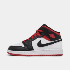 Nike Big Kids' Air Jordan Retro 1 Mid Casual Shoes White/Gym Red/Black - DQ8423 106
