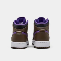 Nike Big Kids' Air Jordan Retro 1 Mid Casual Shoes Palomino/Wild Berry/White - DQ8423 215 -Sports Fashion DQ8423 215 P4