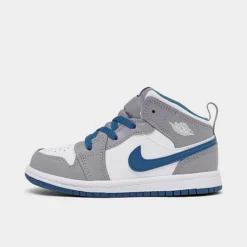 Nike Kids' Toddler Air Jordan Retro 1 Mid Casual Shoes Cement Grey/White/True Blue - DQ8425 014