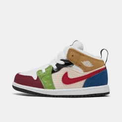 Nike Kids' Toddler Air Jordan Retro 1 Mid SE Casual Shoes White/Gym Red/Black/Pearl White - DR6959 100