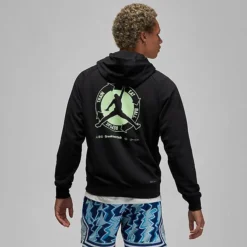 Nike Men's Jordan Dri-FIT Sport BC Fleece Hoodie Black/Light Liquid Lime - DV1290 010 -Sports Fashion DV1290 010 M3