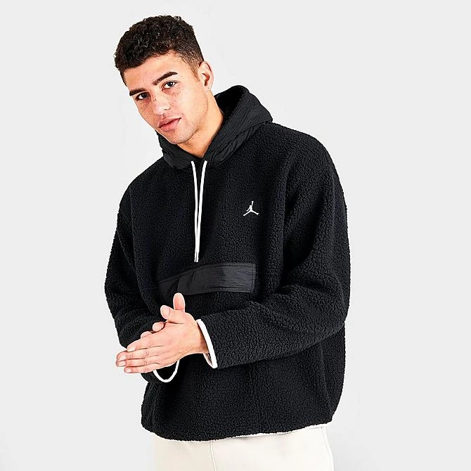 Nike Men's Jordan Essential Winter Fleece Hoodie Black/Black/Sail/Sail - DV1582 010 3 Nike Men's Jordan Essential Winter Fleece Hoodie Black/Black/Sail/Sail - DV1582 010 - Image 3