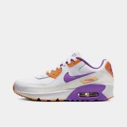Big Kids' Nike Air Max 90 Casual Shoes White/Action Grape/Phantom/Citron Tint - DV3607 103