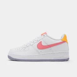 Big Kids' Nike Air Force 1 Low Casual Shoes White/Coral Chalk/Laser Orange - DV7762 100