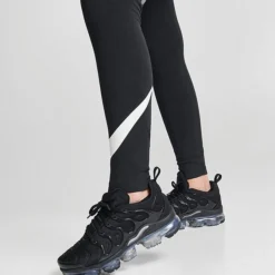 Women's Nike Sportswear Classics Essential Swoosh Leggings Black/Sail - DV7795 010 -Sports Fashion DV7795 010 M5