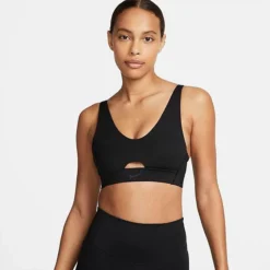 Women's Nike Dri-FIT Indy Plunge Cutout Bra Black/Dark Smoke Grey - DV9837 010