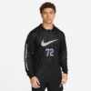 Men's Nike Sportswear SwooshTrax Graphic Long-Sleeve Collared Top Black/Black/White - DX0048 010