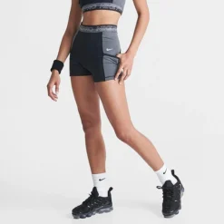 Women's Nike Pro Gym Shorts Black/Iron Grey/White/White - DX0059 010
