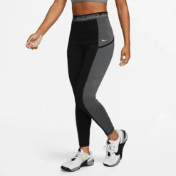Women's Nike Pro Dri-FIT Training Tights Black/Iron Grey/White - DX0063 010