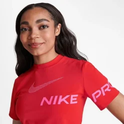 Women's Nike Pro Dri-FIT Graphic Crop Top T-Shirt University Red/Pinksicle - DX0078 657 -Sports Fashion DX0078 657 M5
