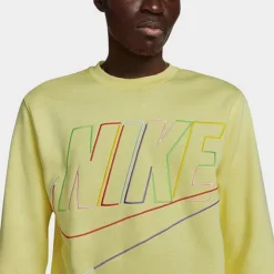 Nike Club Fleece+ Futura Fleece Crewneck Sweatshirt Lemon Chiffon - DX0529 706 -Sports Fashion DX0529 706 M4