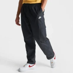 Men's Nike Club Woven Cargo Trouser Pants Black/White - DX0613 010