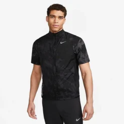 Men's Nike Repel Run Division Graphic Print Running Vest Black/Reflective Silver - DX0847 010