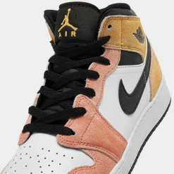 Nike Big Kids' Air Jordan Retro 1 Mid SE Casual Shoes Magic Ember/Sundial/White/Black - DX4365 800 -Sports Fashion DX4365 800 P3