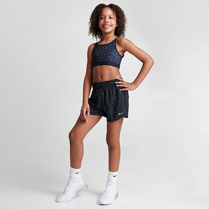 Girls' Nike Allover Print Swooshfetti Dri-FIT One High-Rise Woven Training Shorts Obsidian/White - DX4974 451 2 Girls' Nike Allover Print Swooshfetti Dri-FIT One High-Rise Woven Training Shorts Obsidian/White - DX4974 451 - Image 2