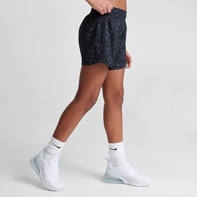 Girls' Nike Allover Print Swooshfetti Dri-FIT One High-Rise Woven Training Shorts Obsidian/White - DX4974 451 3 Girls' Nike Allover Print Swooshfetti Dri-FIT One High-Rise Woven Training Shorts Obsidian/White - DX4974 451 - Image 3