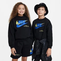 Kids' Nike Sportswear Icon Fleece Oversized Sweatshirt Black - DX5140 010