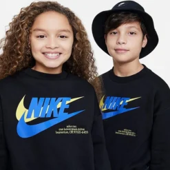 Kids' Nike Sportswear Icon Fleece Oversized Sweatshirt Black - DX5140 010 -Sports Fashion DX5140 010 M4