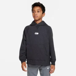 Kids' Nike Dri-FIT Athletics Fleece Training Pullover Hoodie Black/Heather/White - DX5374 010