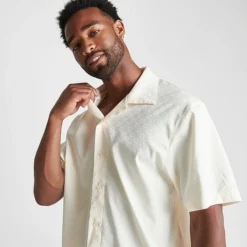 Nike Men's Jordan Essentials Woven Jacquard Camp Shirt Pale Ivory/Pale Ivory - DX9681 110 -Sports Fashion DX9681 110 M5