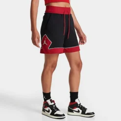 Nike Women's Jordan Drawcord Diamond Shorts Black/Gym Red/White - DZ3352 010